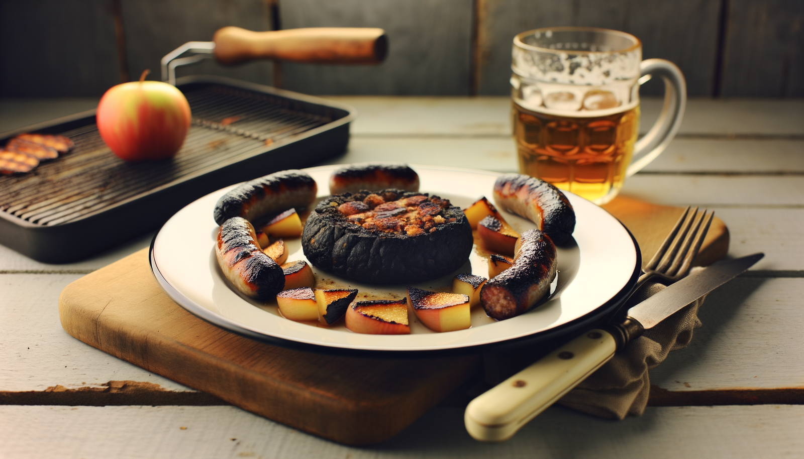 British Grilled Blood Sausage with Caramelized Apples