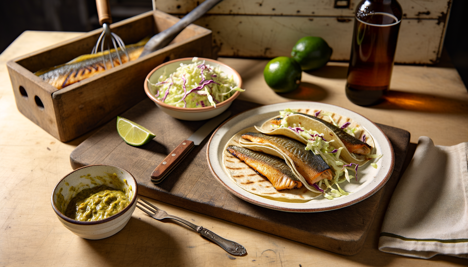 Colorado Grilled Trout Tacos with Chipotle-Lime Sauce