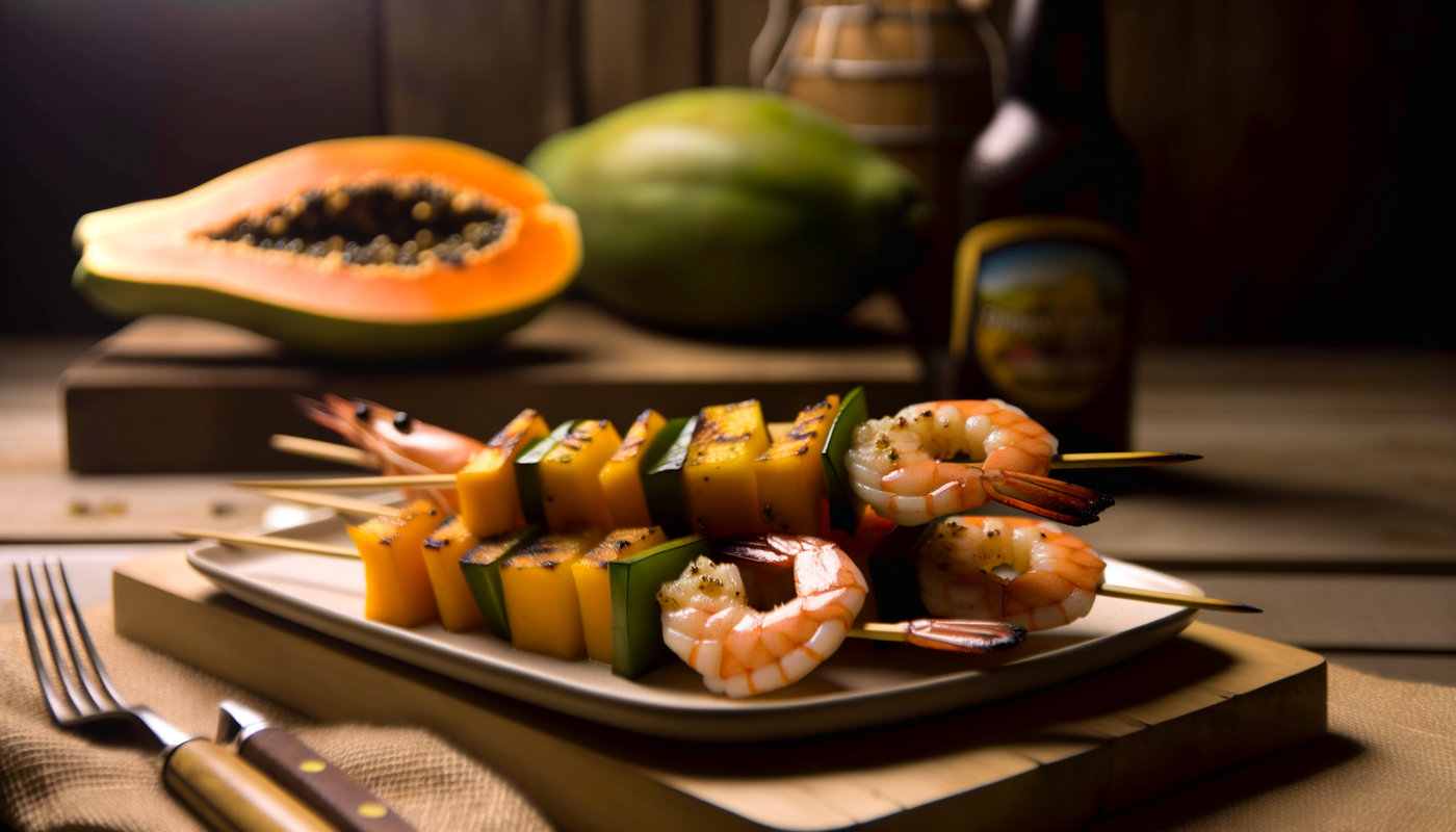 Grilled Hawaii Papaya Shrimp Skewers on Arteflame