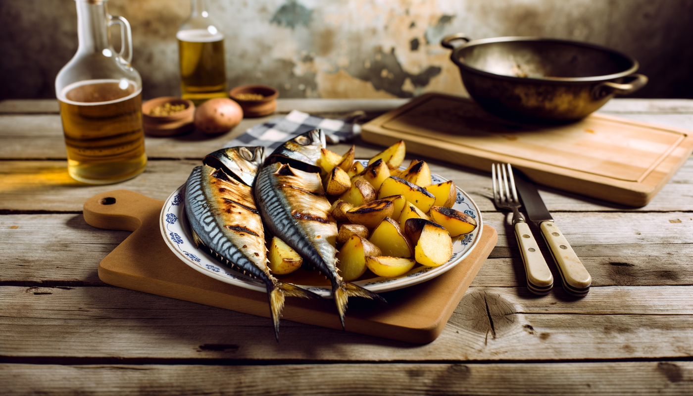 Portuguese Smoked Mackerel Fillets with Roasted Potatoes