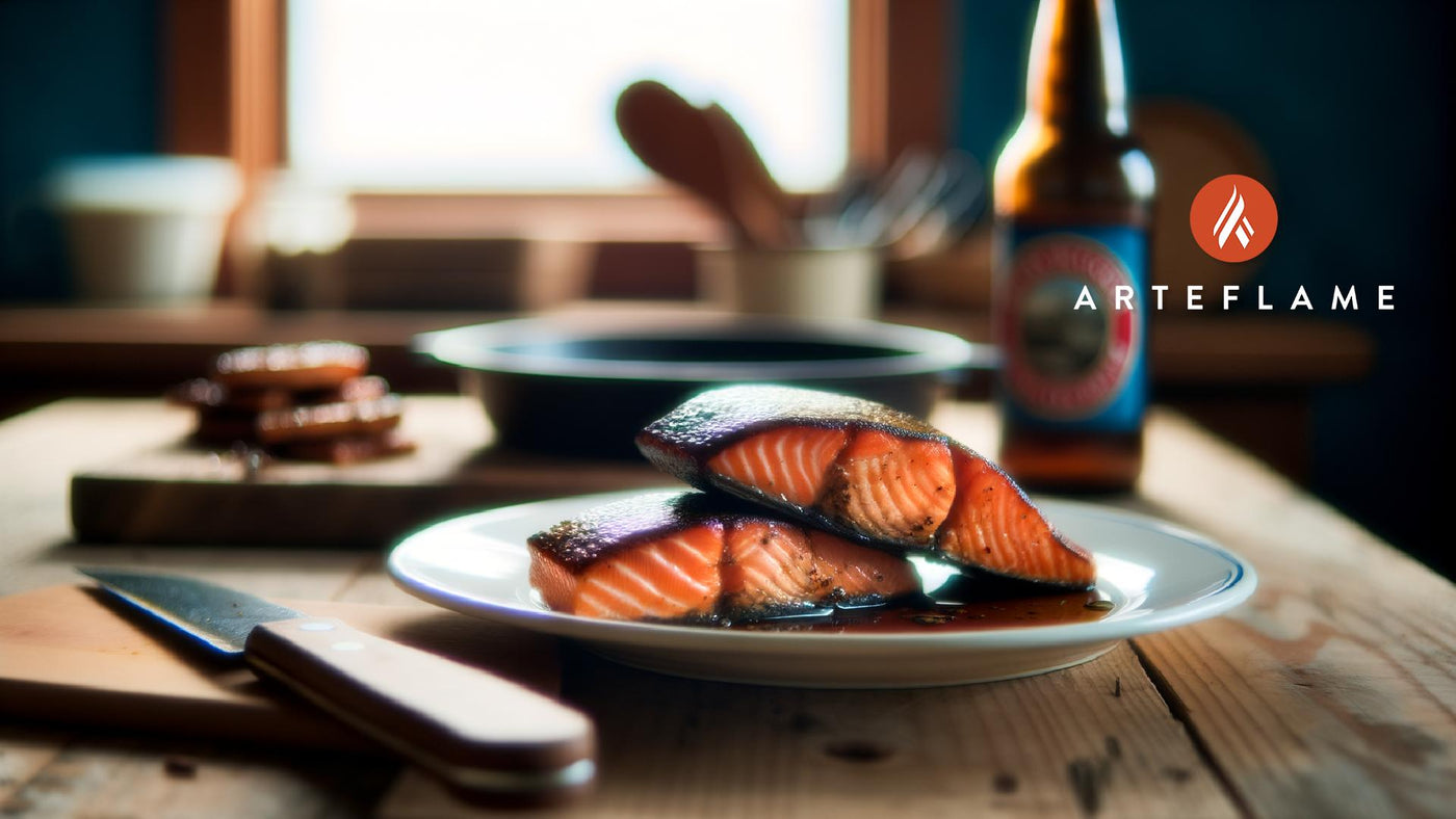 Oregon Smoked Chinook Salmon Steaks on Arteflame