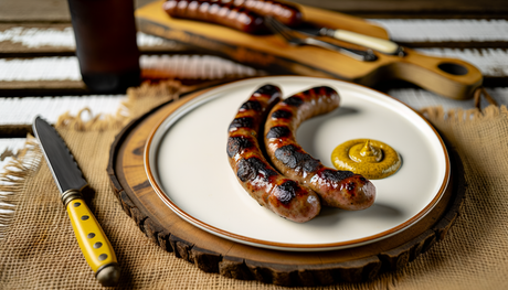 Grilled Arizona Rattlesnake Sausage with Mustard