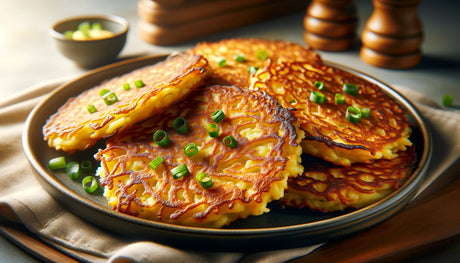 golden, crispy mashed potato pancakes
