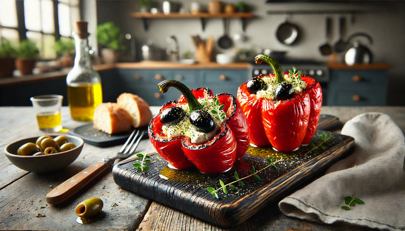 Greek Grilled Red Peppers with Feta