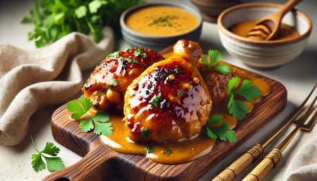 Grilled BBQ Chicken Thighs with Lemongrass Coconut Curry Sauce