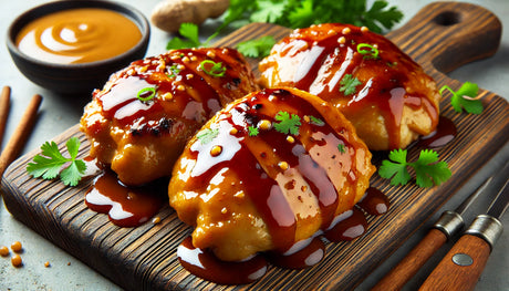 Grilled BBQ Chicken Thighs with Peanut Sauce