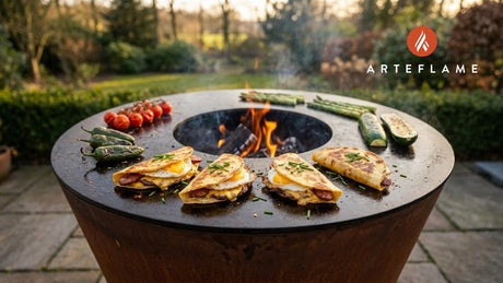 Grilled Breakfast Smash Burger Tacos on the Arteflame