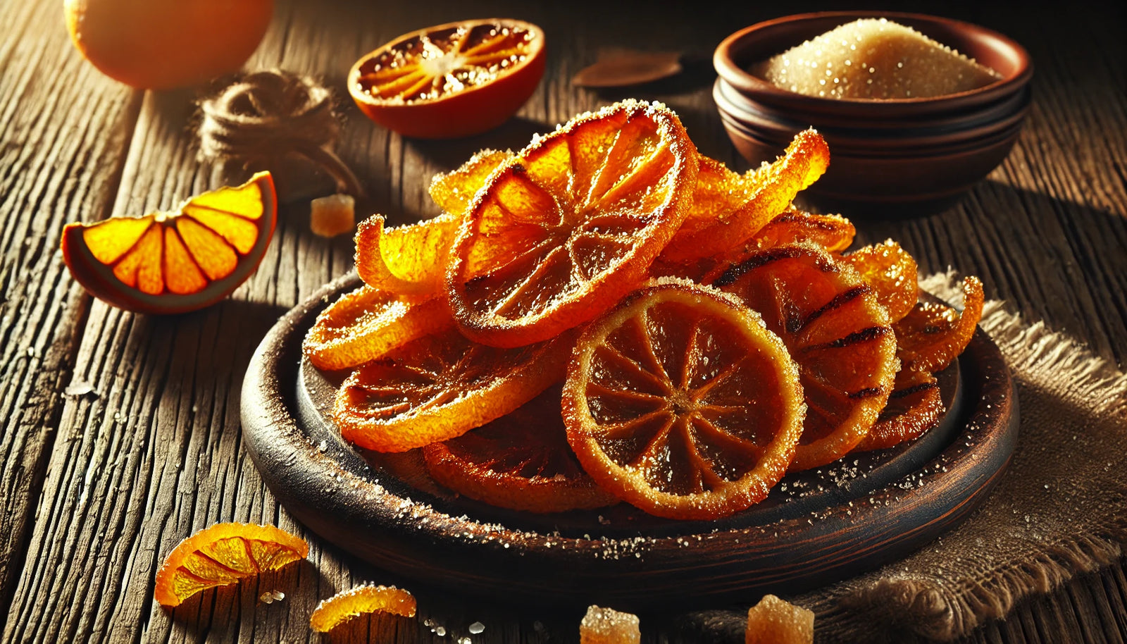 Grilled Candied Orange Peels with Sugar Coating