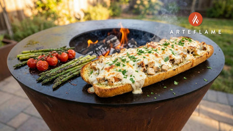 Grilled Chicken Alfredo Garlic Bread on the Arteflame