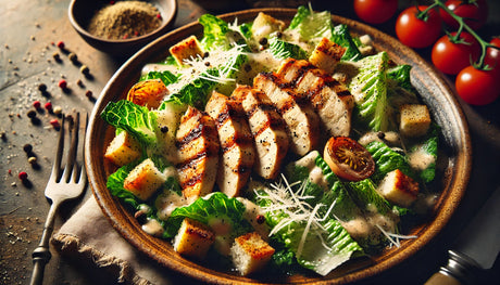 Grilled Chicken Caesar Salad with Romaine and Parmesan