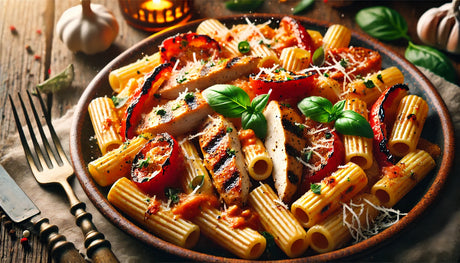 Grilled Chicken Riggies with Creamy Tomato Sauce and Rigatoni