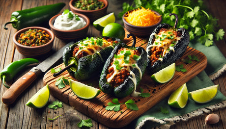 Grilled Chiles Rellenos with Cheese and Meat