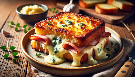 Grilled Croque Auvergnat with Bleu d'Auvergne and Béchamel