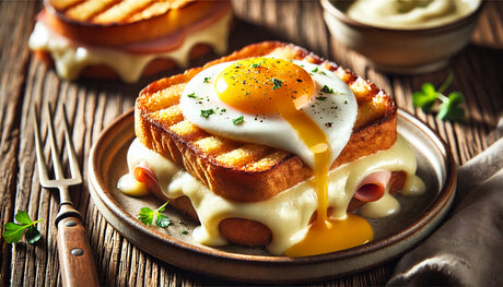 Grilled Croque Madame with Fried Egg and Béchamel