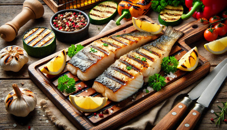 perfectly grilled fish fillets with a golden sear