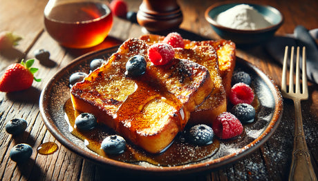 Grilled French Toast with Syrup and Berries