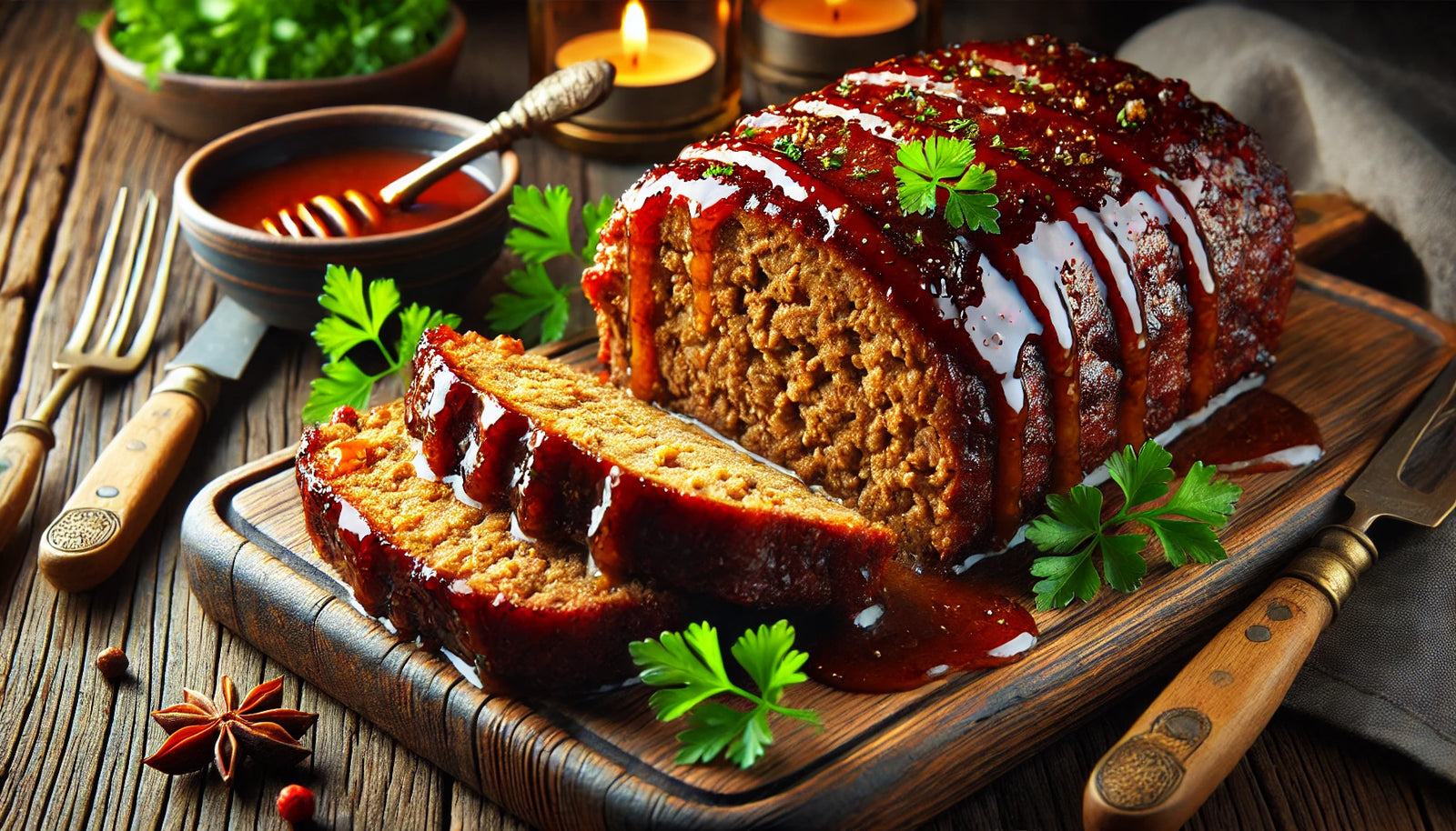 Grilled Meatloaf with Glaze and Fresh Herbs