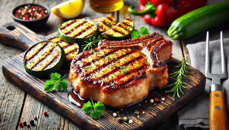 perfectly grilled pork chops with a golden sear