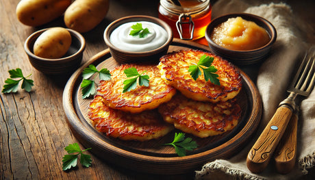 Grilled Potato Pancakes with Sour Cream and Applesauce