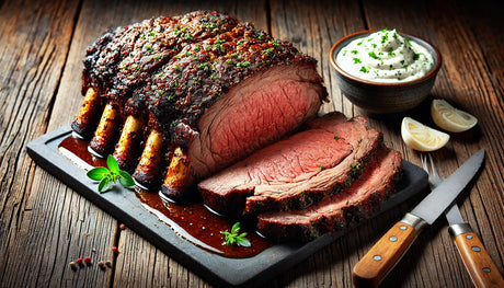 prime rib served with horseradish cream sauce