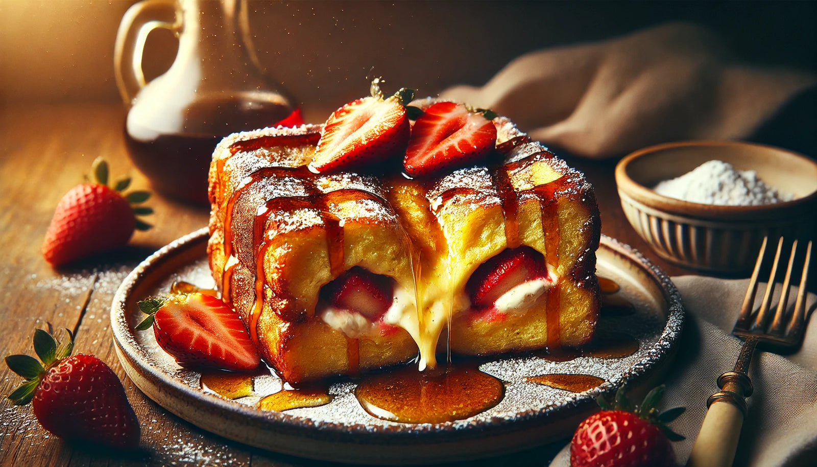 Grilled Stuffed French Toast with Syrup and Berries