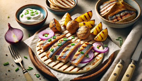 grilled-surstromming-with-flatbread-potatoes