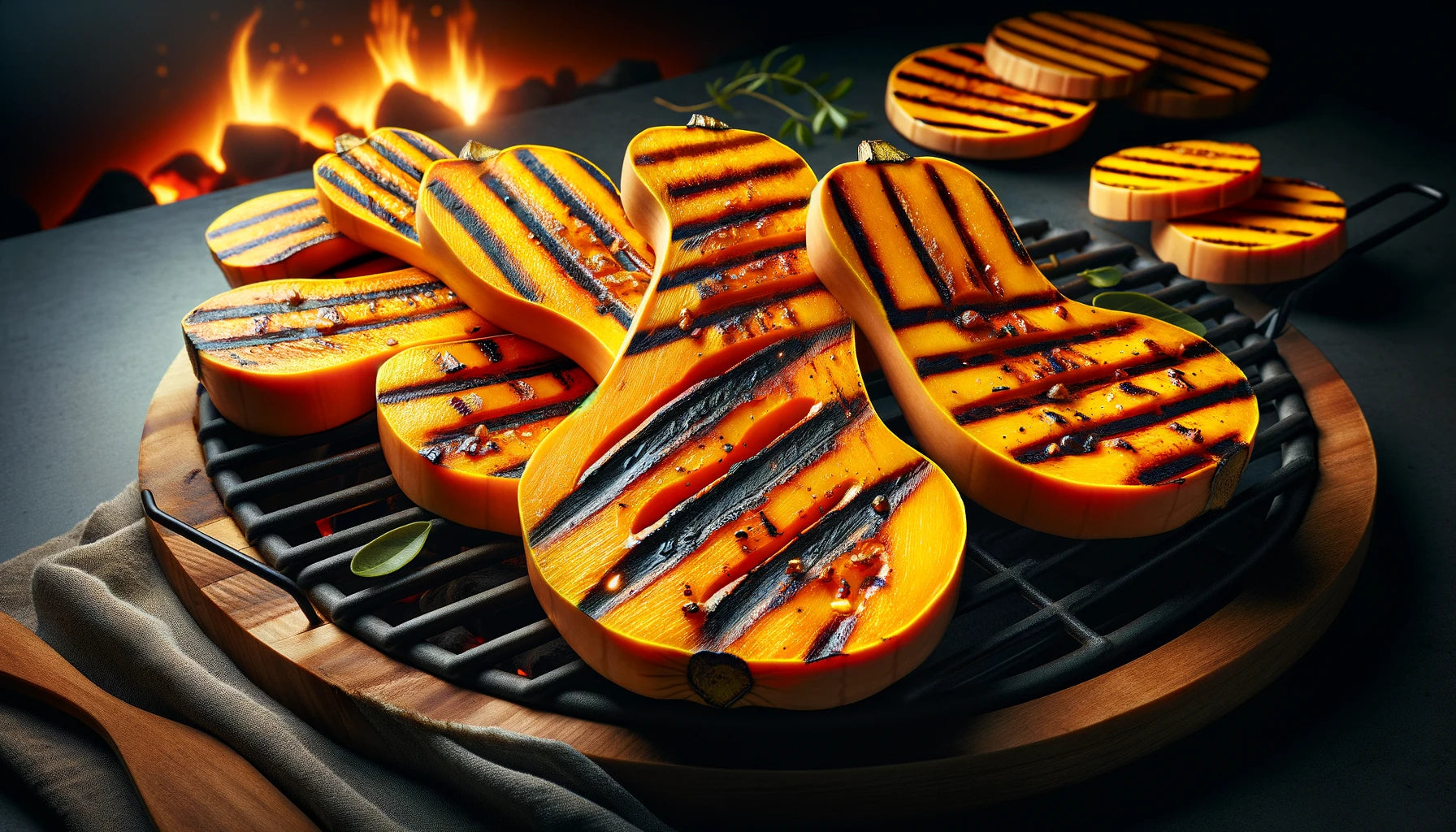 grilled butternut squash, beautifully charred and seasoned