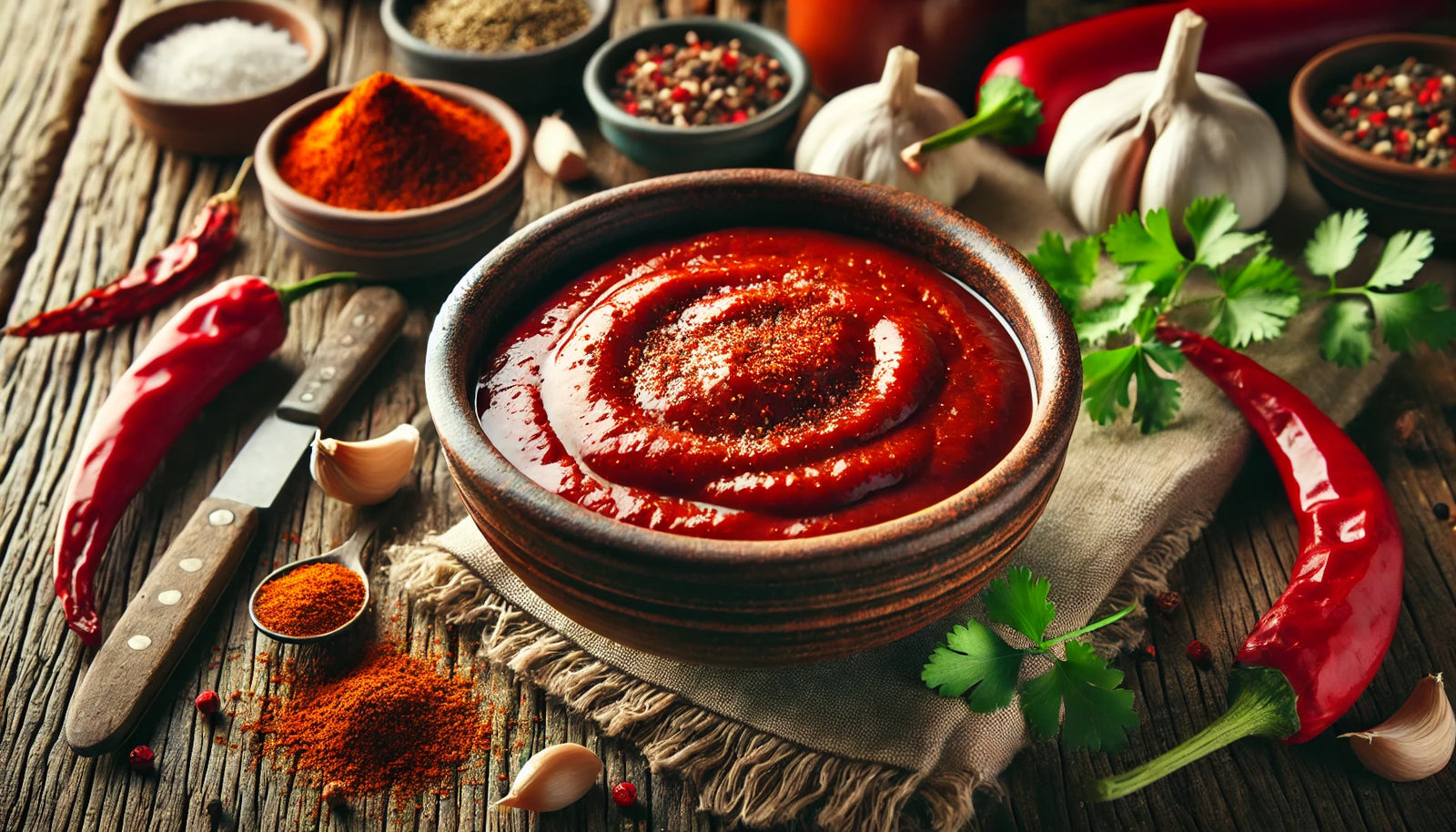 homemade enchilada sauce, showcasing its deep red color and smooth texture