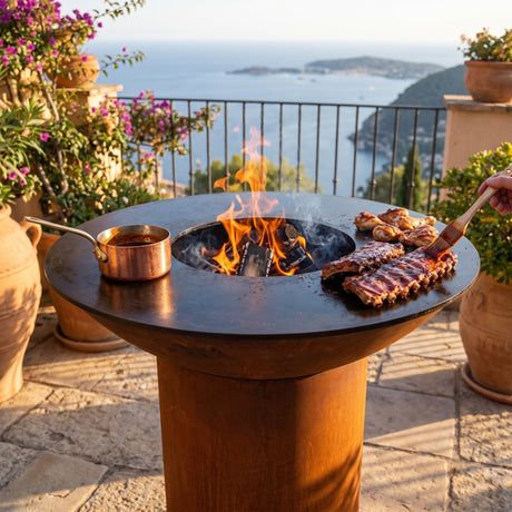 Arteflame wood-fired flat-top grill with round Corten steel base: How to Make BBQ Sauce From Scratch for Grilling