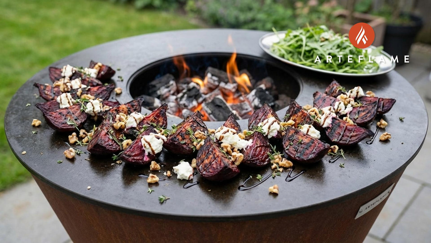 British Fire-Roasted Beets with Creamy Goat Cheese