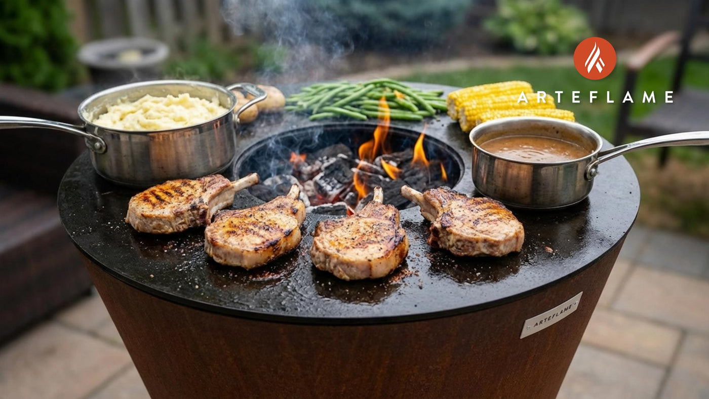 Grilled Pork Chops with Creamy Mashed Potatoes and Homemade Gravy