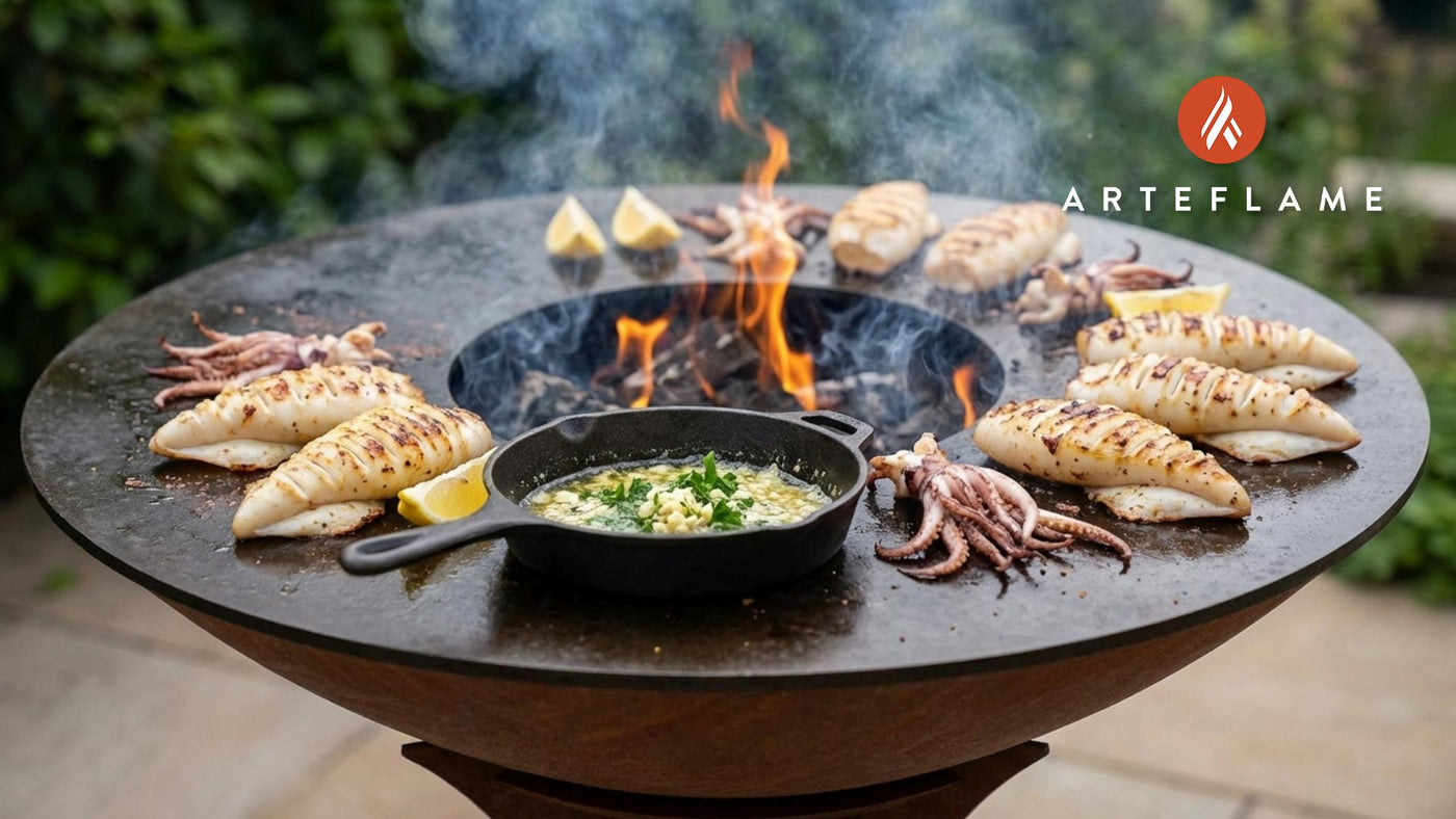 Authentic Greek Grilled Whole Squid with Garlic Butter