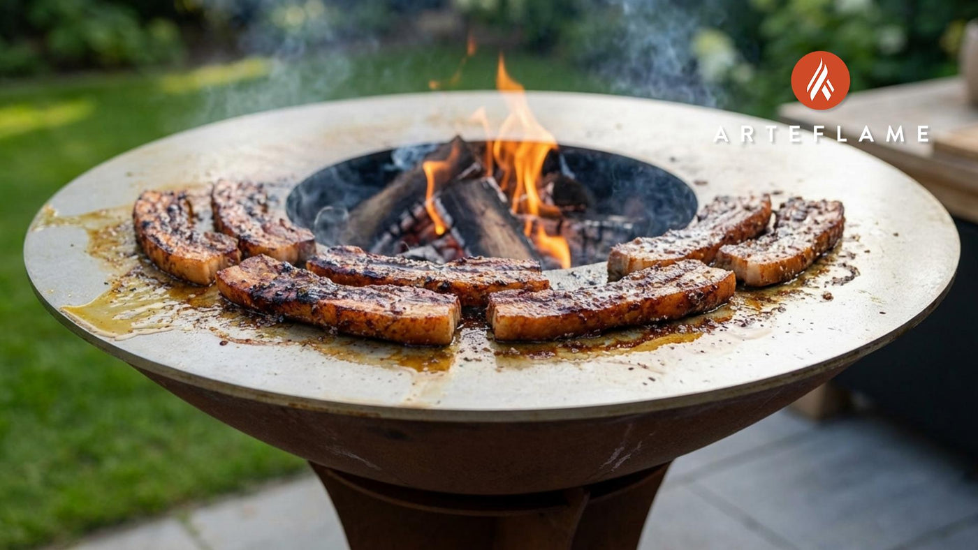 Grilled German Pork Belly Strips with Savory Mustard Glaze