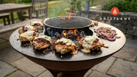Savory Norwegian BBQ Chicken Thighs with Beer-Caramelized Onions & Jarlsberg