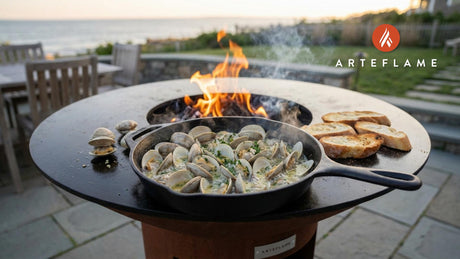 Grilled Rhode Island Littlenecks in White Wine Garlic Sauce
