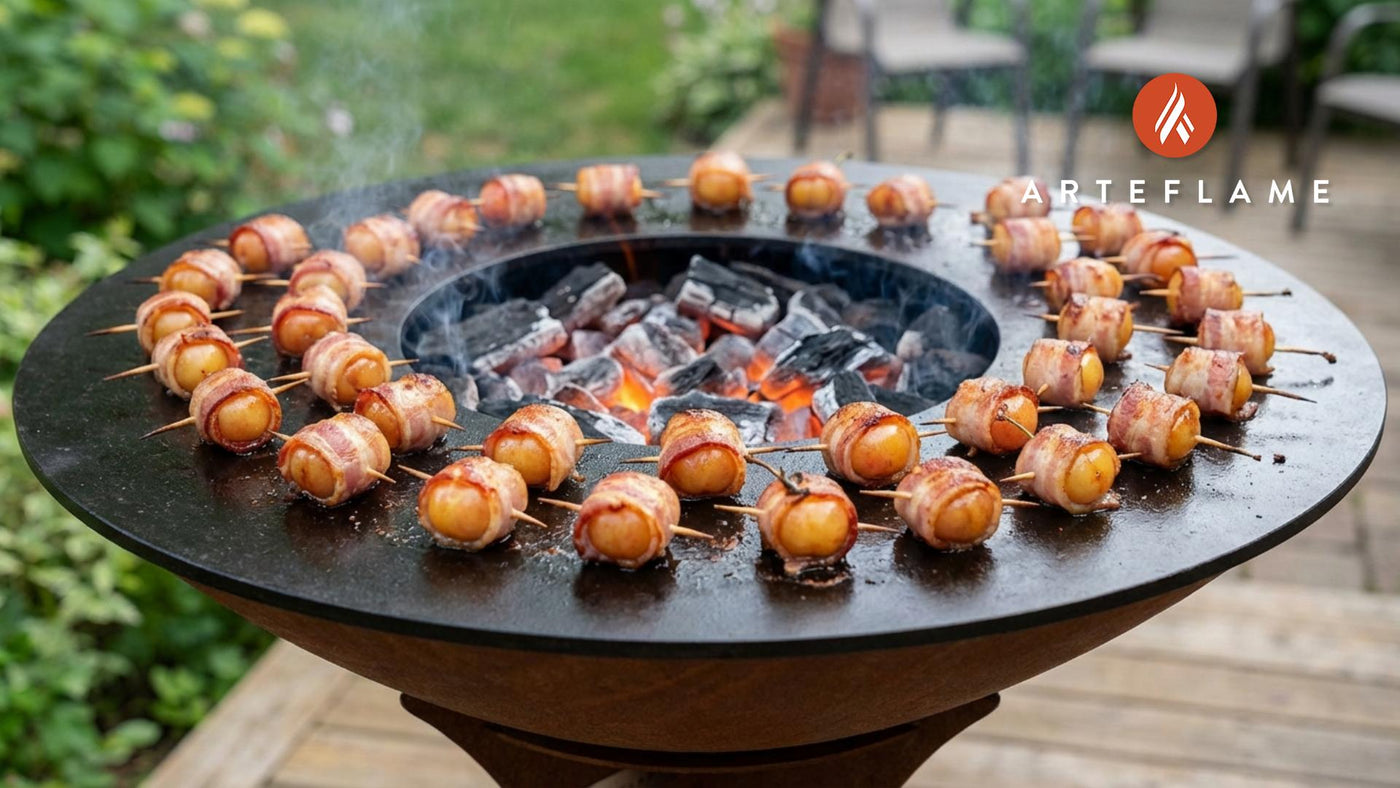 Sweet & Savory Grilled Washington Rainier Cherries Wrapped in Smoked Bacon