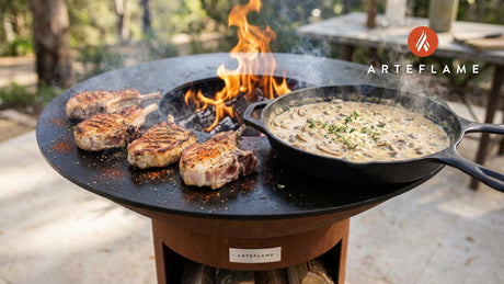 Pork Chops with Creamy Garlic Mushroom Sauce on the Grill