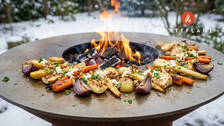 Smoky Swiss Winter Vegetable Grill with Creamy Goat Cheese