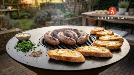 Authentic Grilled French Toulouse Sausage with Mustard Bread