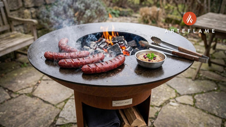 Grilled German Venison Sausages with Zesty Juniper Mustard