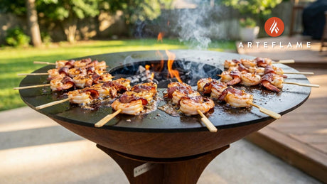 Smoky Grilled Louisiana Tasso Wrapped Shrimp with Pepper Jelly Glaze