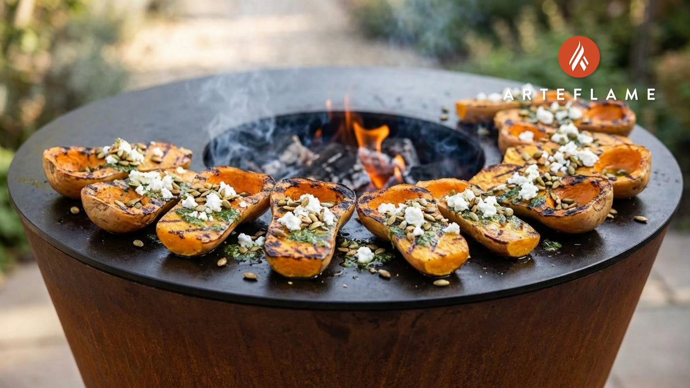 Grilled Butternut Squash with Herb Oil and Creamy Goat Cheese