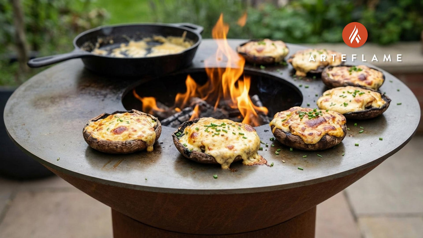 Grilled Welsh Rarebit Stuffed Portobello Mushrooms