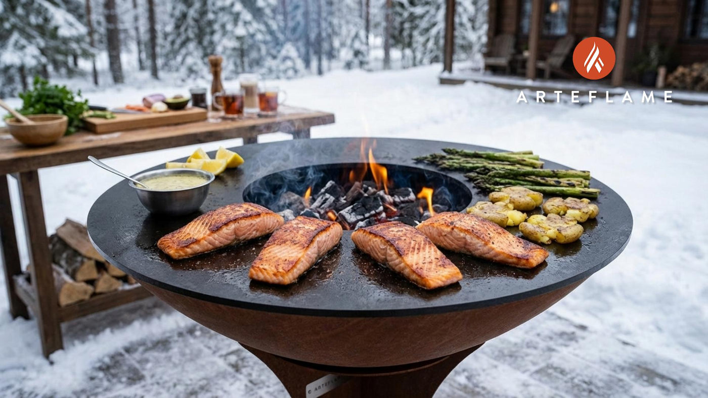 Smokey Swedish Winter Grilled Salmon with Mustard-Dill Sauce
