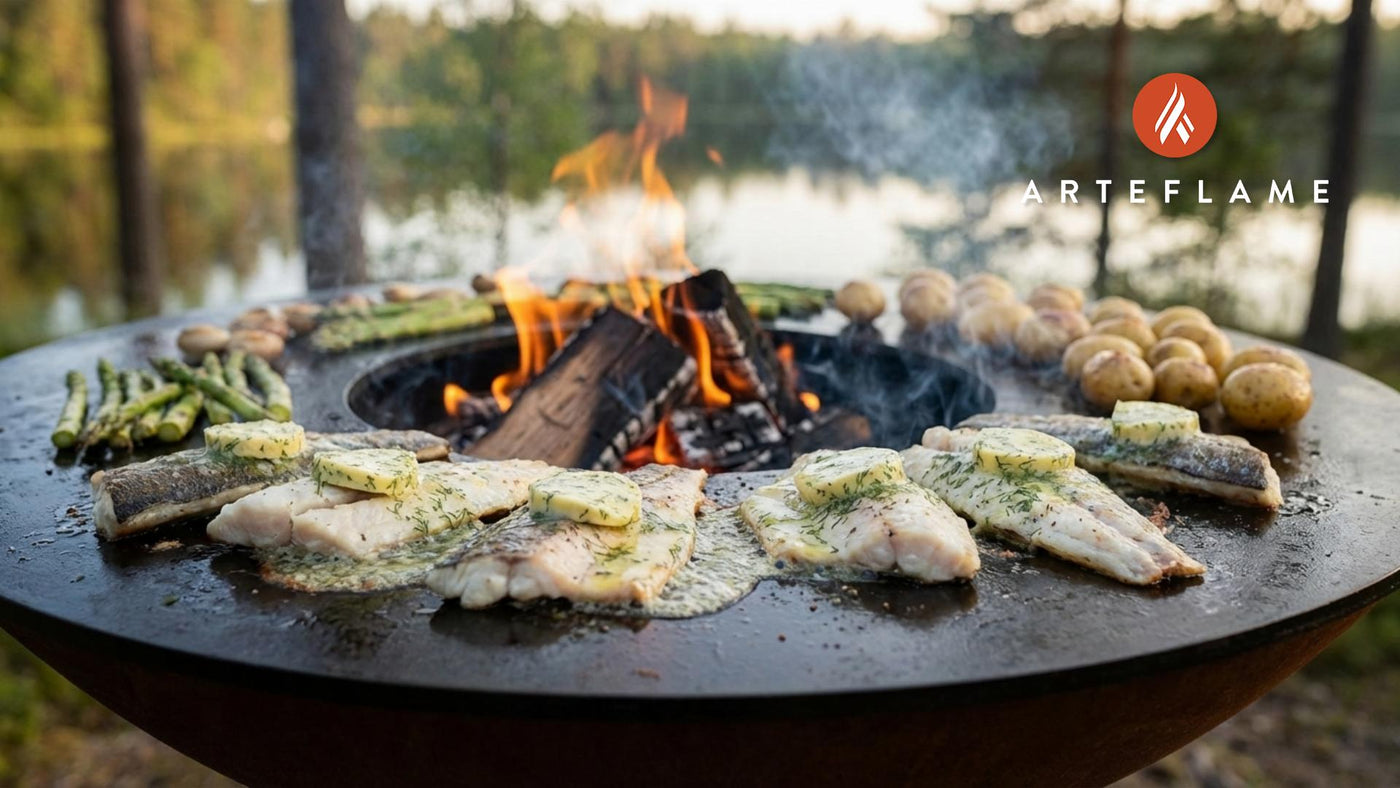 Authentic Swedish Charcoal Grilled Pike with Lemon Dill Butter