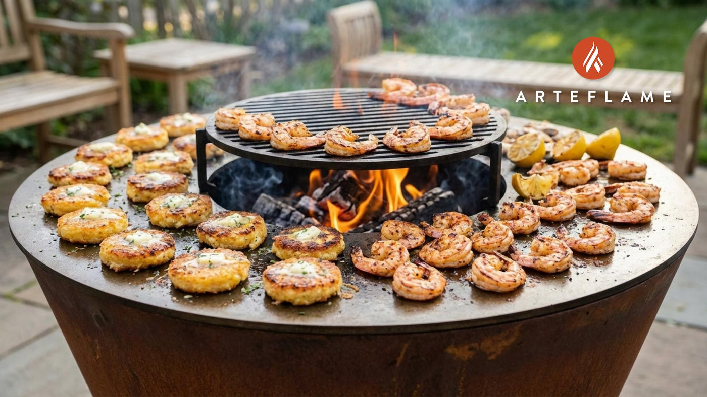 Crispy Georgia Grits Cakes with Cajun Grilled Shrimp