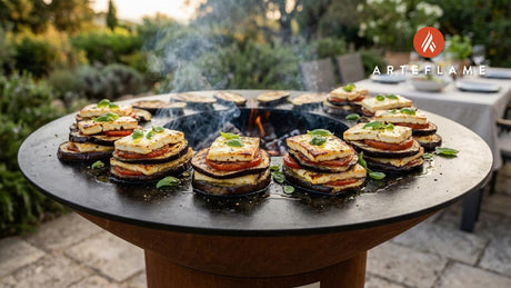 Smoky Albanian Grilled Eggplant and Tomato Stack with Feta
