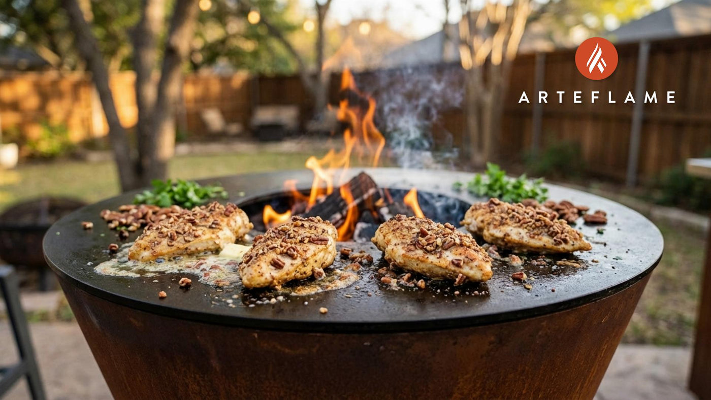 Authentic Arkansas Grilled Pecan Crusted Chicken on the Arteflame