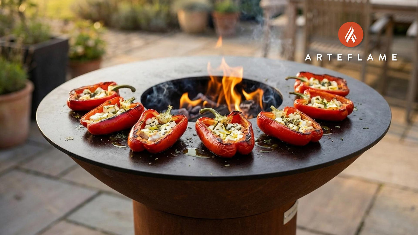 Authentic Greek Grilled Red Peppers Stuffed with Feta