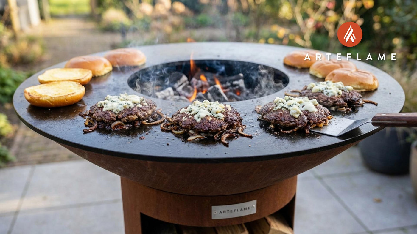 Smoked Blue Cheese Oklahoma Onion Burger Recipe | Arteflame Grill